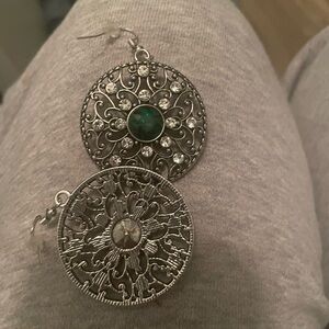 Elegant Silver and Green Earrings